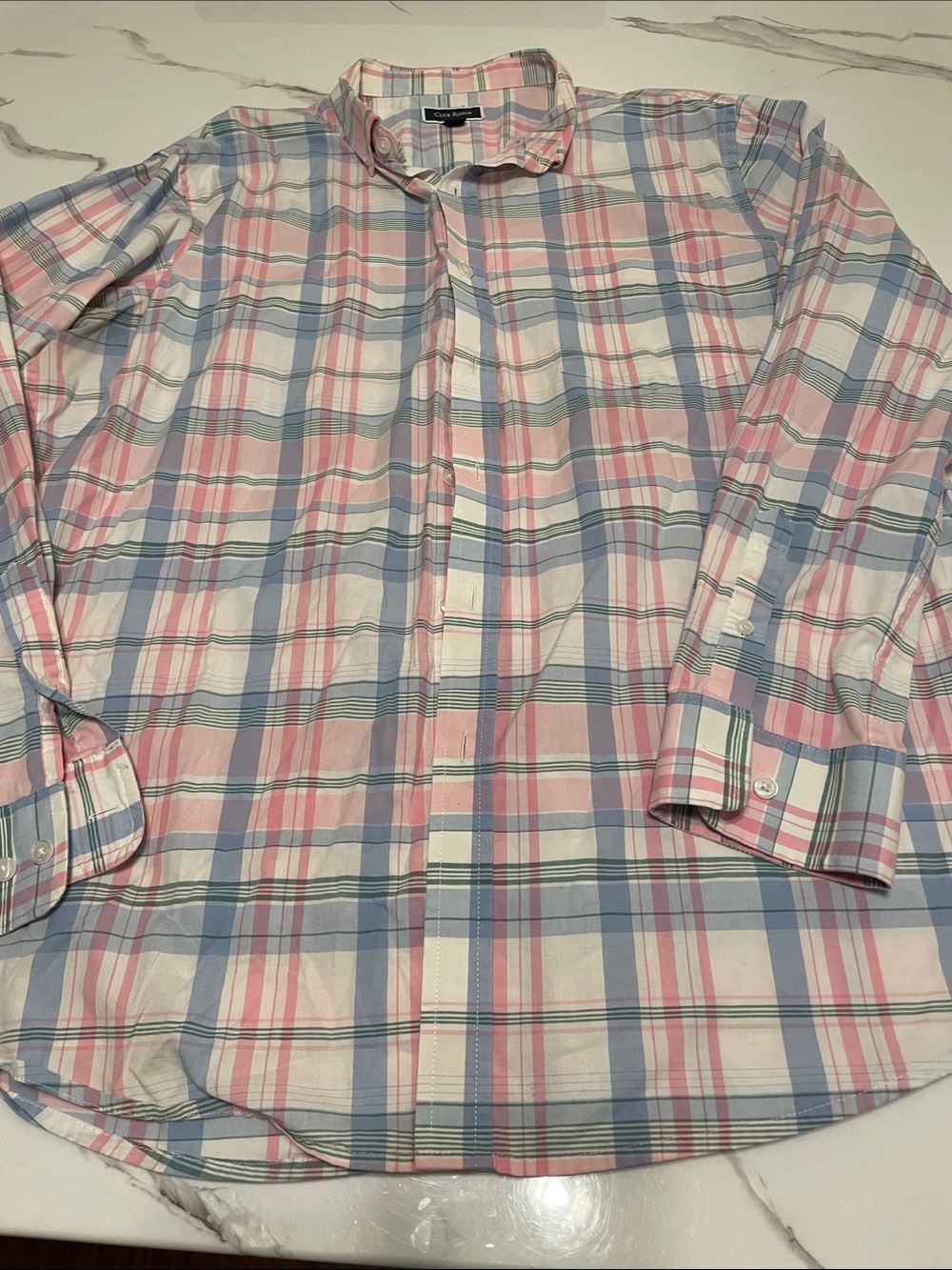 Classic Men's Plaid Button-Down Shirt in Pink & Blue